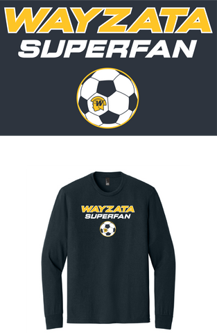 Wayzata Girls Soccer Navy Blue long sleeve Superfan T-shirt