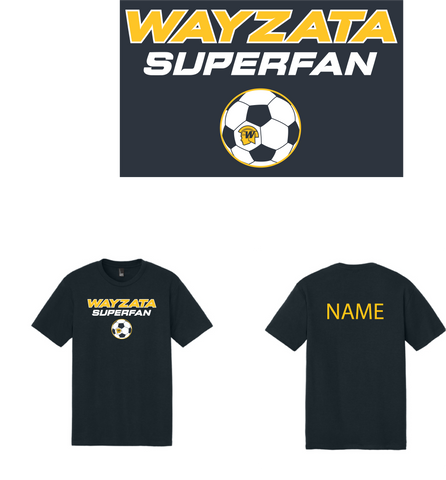 Wayzata Girls Soccer Short Sleeve Navy Blue Superfan T-shirt with Back individual Name
