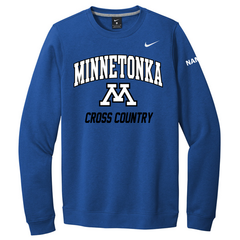 Minnetonka Boys Cross Country Nike Crew neck sweatshirt with name